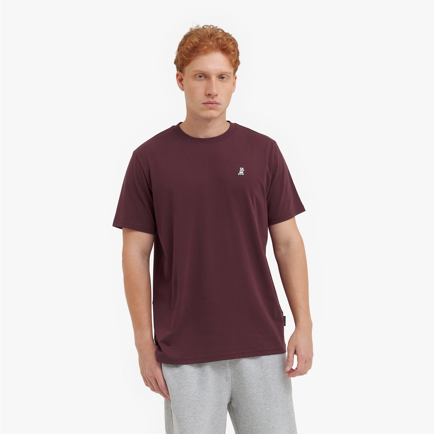 Men's Crew Neck Jersey T-Shirt — Tawny Port/White