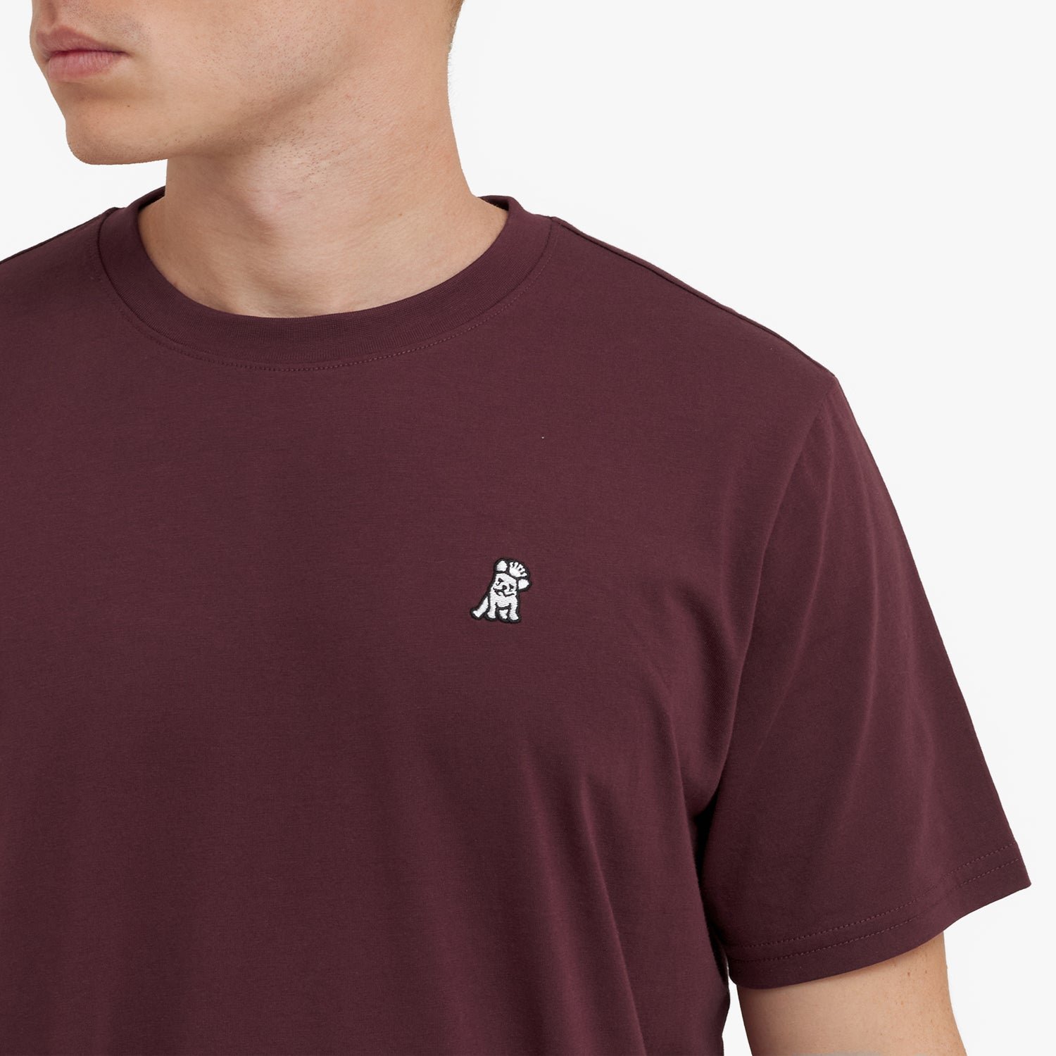 Men's Crew Neck Jersey T-Shirt — Tawny Port/White - Image 3