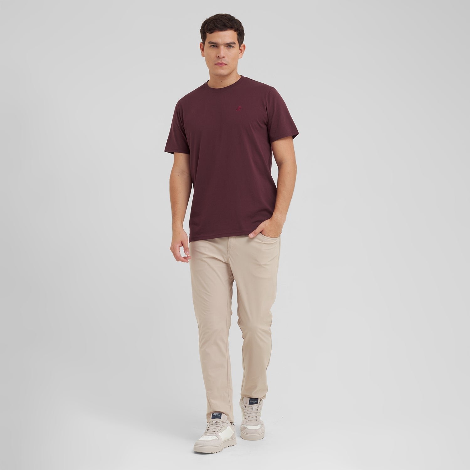 Men's Crew Neck Jersey T-Shirt — Tawny Port/Merlot - Image 5